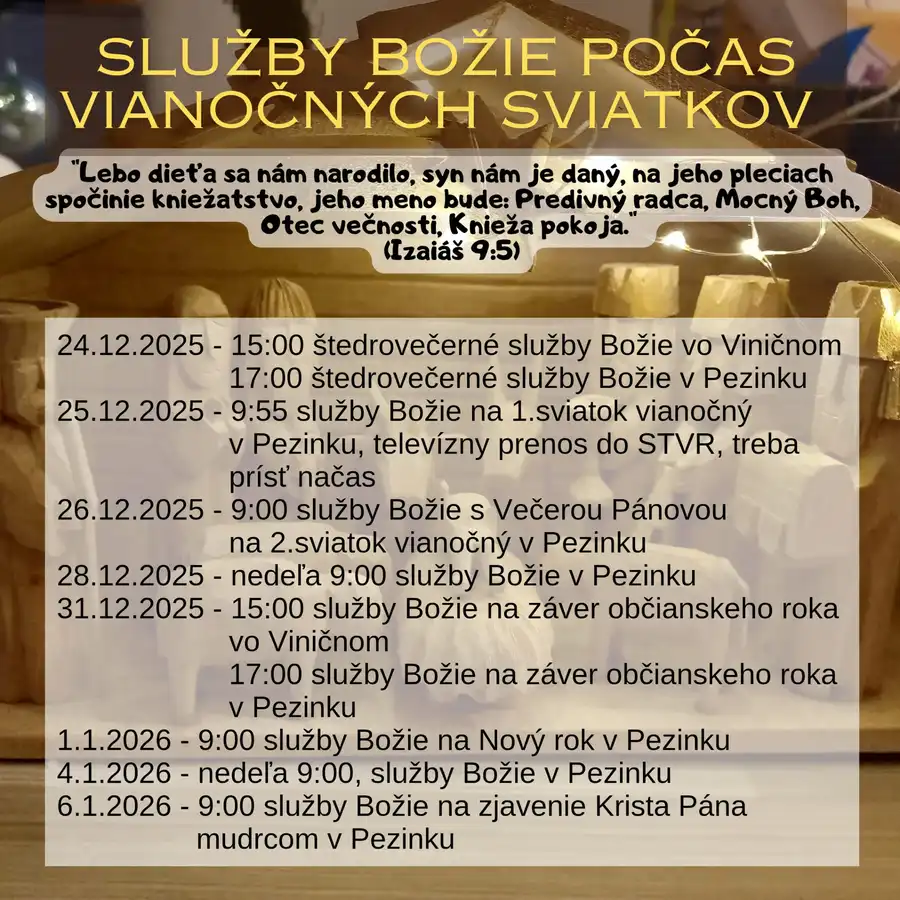 Služby Božie počas vianočných sviatkov