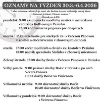 Oznamy na týždeň 30.3.2026-5.4.2026