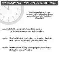 Oznamy na týždeň 22.6.2026-28.6.2026
