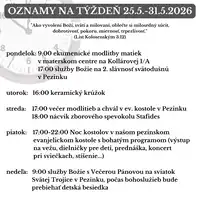 Oznamy na týždeň 25.5.2026-31.5.2026