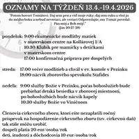 Oznamy na týždeň 13.4.2026-19.4.2026