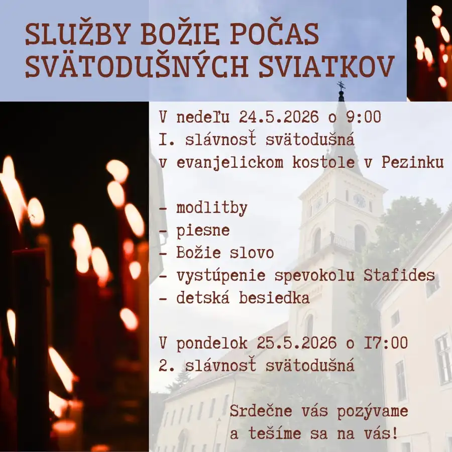 Služby Božie počas svätodušných sviatkov