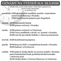 Oznamy na týždeň 16.3.2026-22.3.2026 