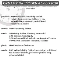 Oznamy na týždeň 4.5.2026 - 10.5.2026