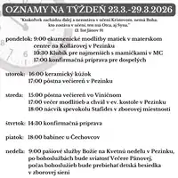 Oznamy na týždeň 23.3.2026-29.3.2026