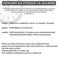 Oznamy na týždeň 6.4.2026-12.4.2026