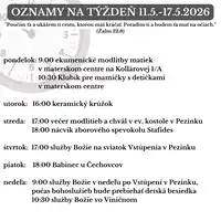 Oznamy na týždeň 11.5.2026-17.5.2026