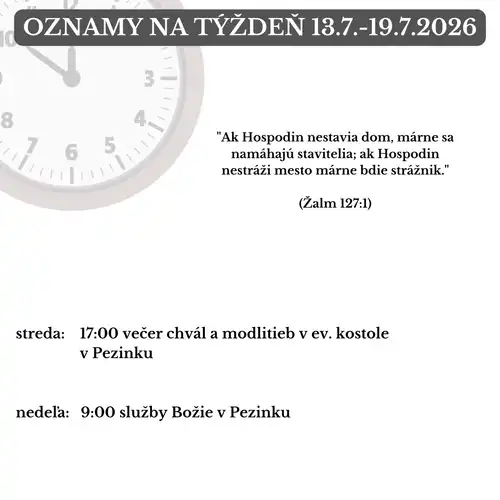 Oznamy na týždeň 13.7.2026-19.7.2026